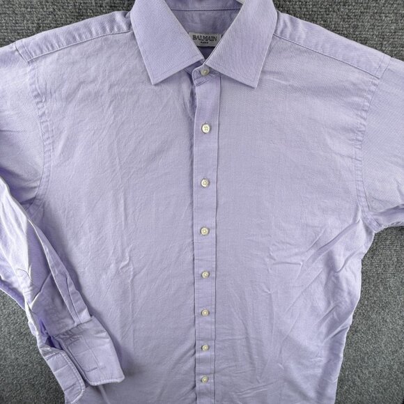 Balmain Twill 15.5 Short Sleeve Cotton Polyester Purple Men Shirt Woven Designer - Picture 1 of 13